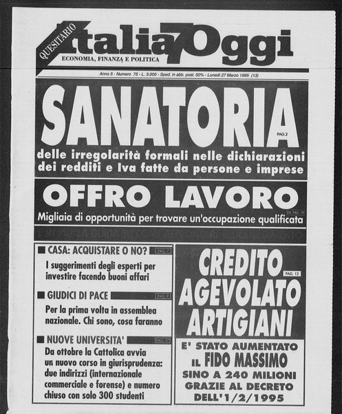 Italia oggi : quotidiano di economia finanza e politica